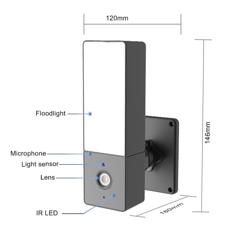 Tuya Smart Outdoor Waterproof Motion PIR Sensor Lamp 1080P Wifi Wireless IP Security WiFi Courtyard Wall Light LED Camera