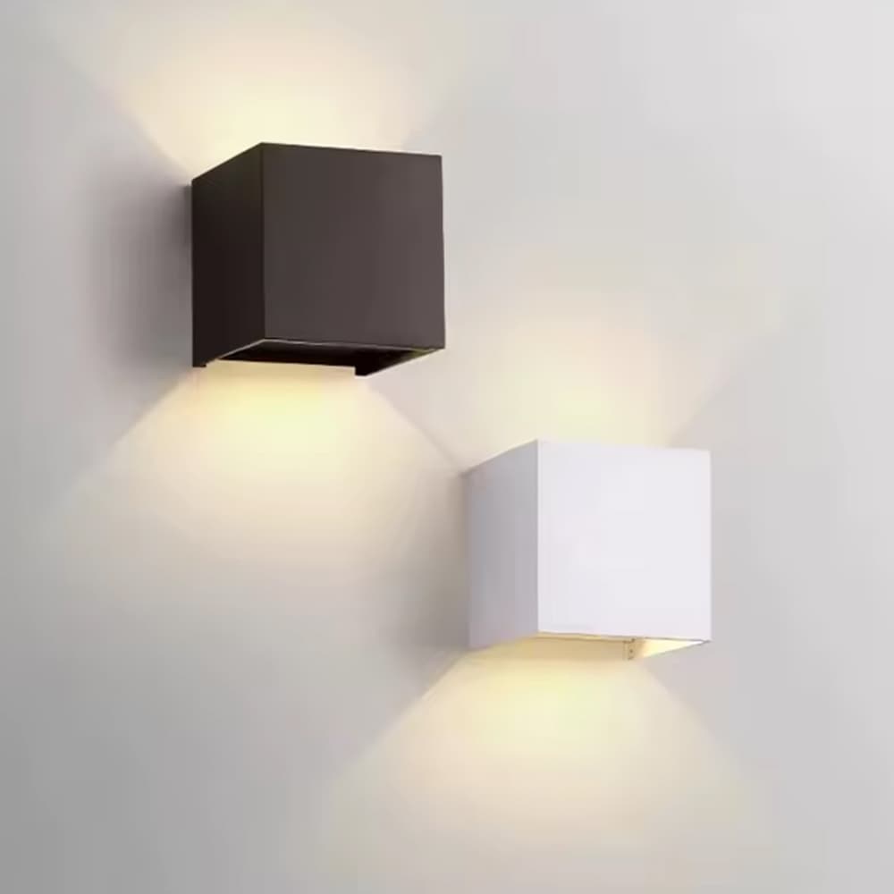 Everstar IP54 Waterproof Adjustable Aluminium Square Cube LED Outdoor Wall Lamp with 3000K-6500K Color Temp and 3-Year Warranty