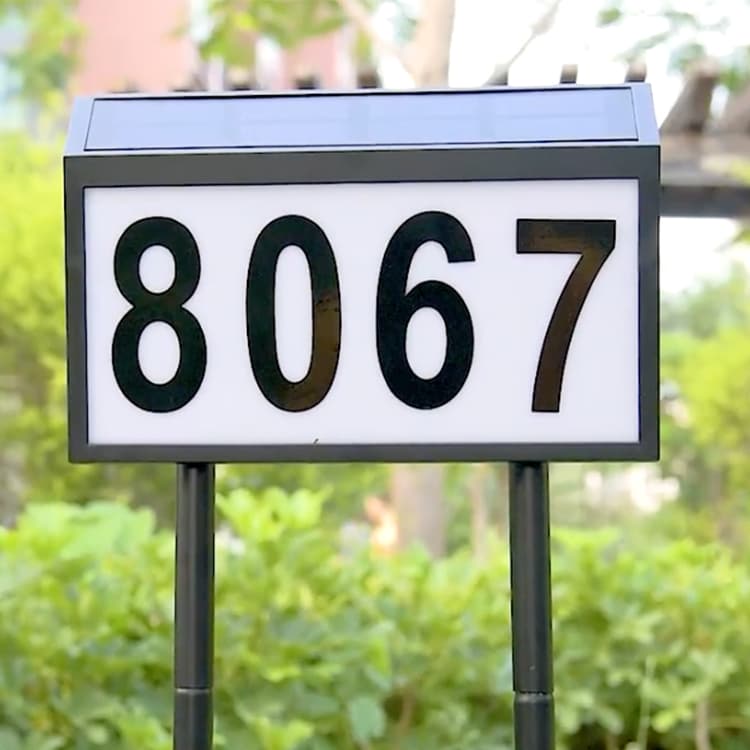 IP65 Waterproof Solar Powered Doorplate Number Light 20 LED House Address Sign Lighted Outdoor Yard Wall Street Light up Plaque