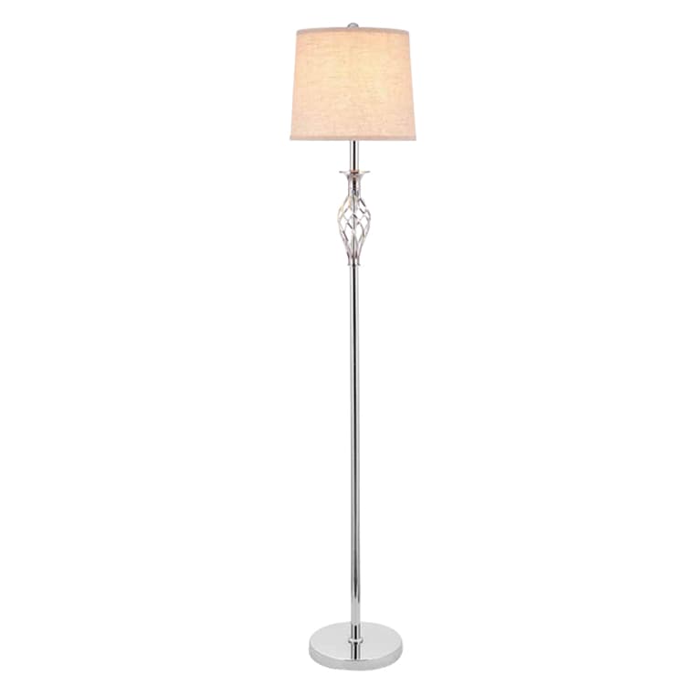 Everstar Home Decor Modern Fabric Classic Standing Lamp Crystal Chandelier Vintage Tall Pole Floor Lamp for Bedroom Living Room