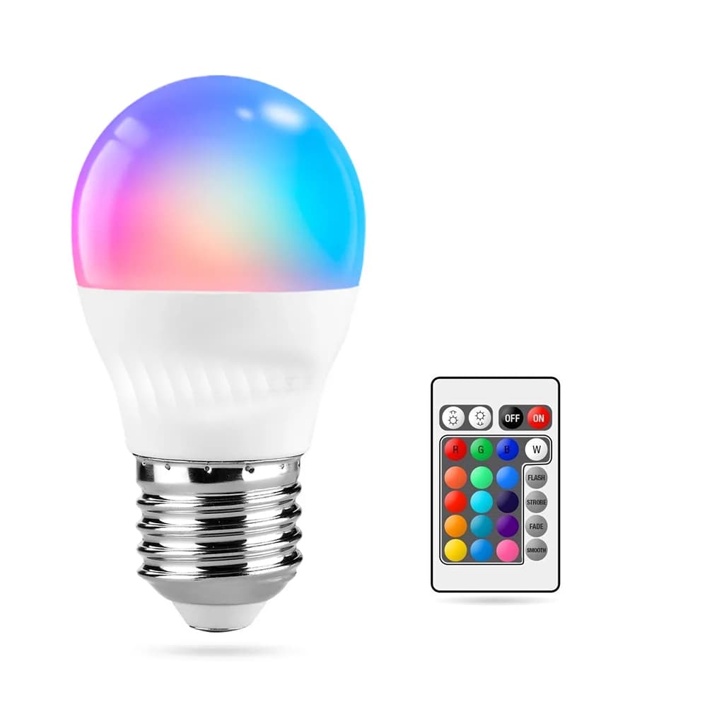 G45 Remote Control Led Light Bulb 5CCT Color Changing RGB LED Bulb E27 E14 110v 220v Smart Bulb Light