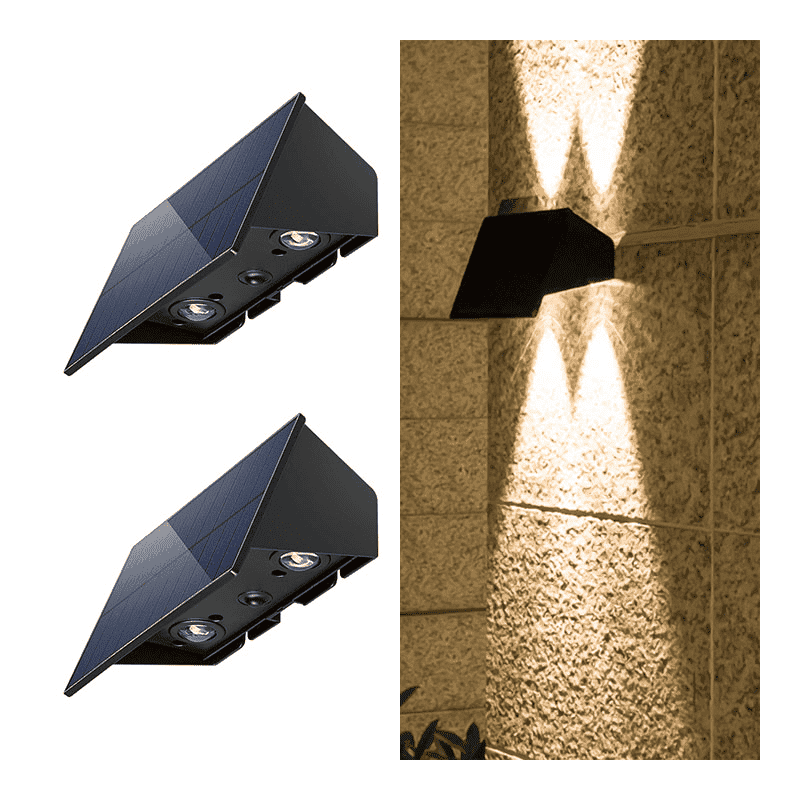Everstar Waterproof Powered Outdoor Garden Fence Lamp Wall Mounted up and Down Green Energy Led Solar Wall Light