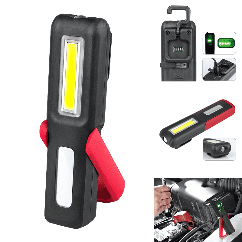 Portable Magnetic Base Usb Rechargeable Cob Led Work Light Super Bright Car Emergency Light  Torch Light Flashlight
