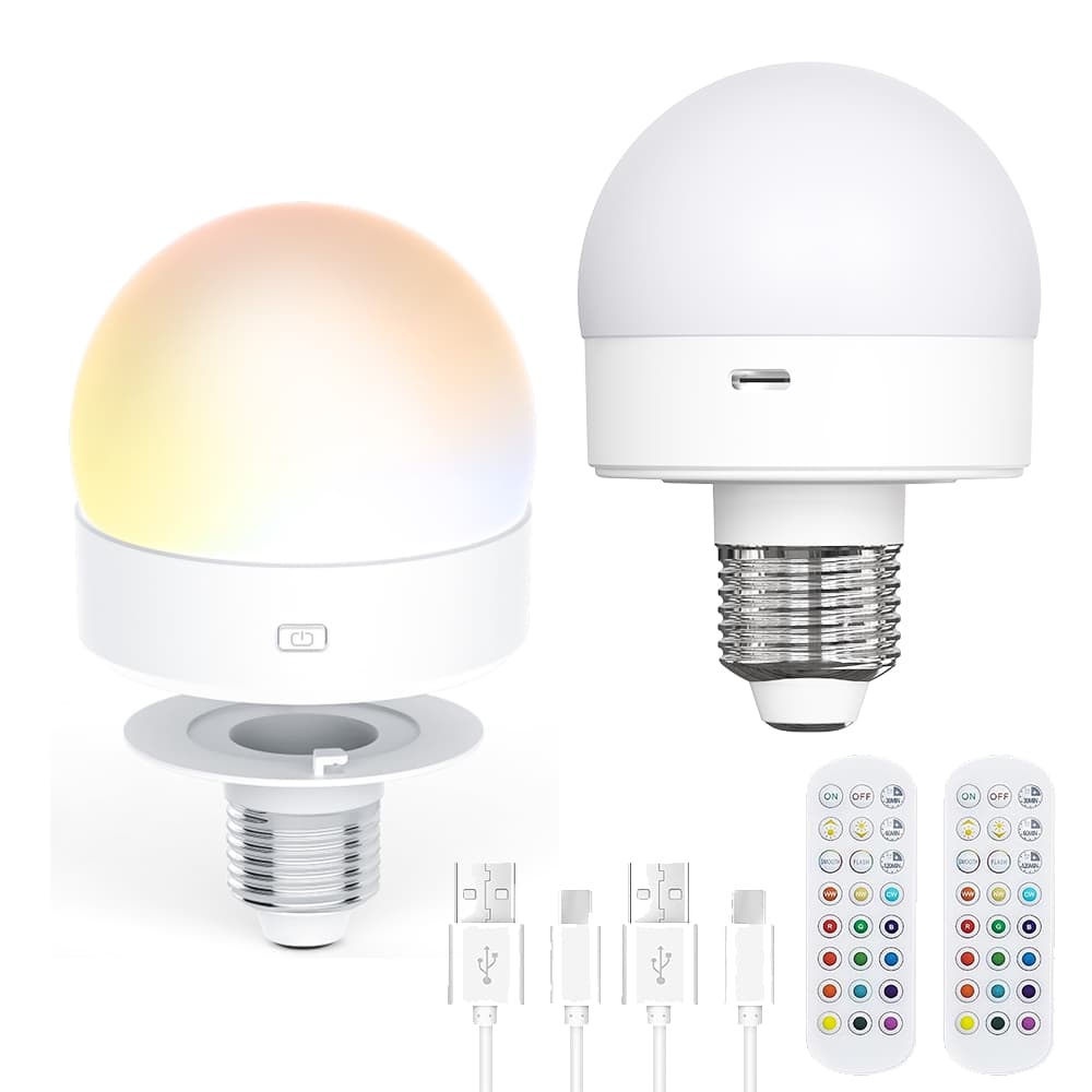 Led Light E27 E26 Holder Bulb Lamp Bombillos Detachable Rechargeable Emergency Battery Operated Puck Light Bulb