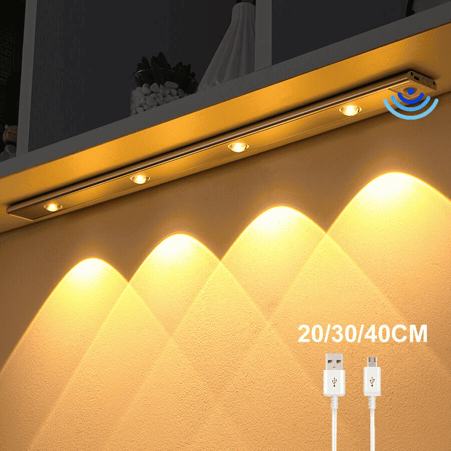 Ultra-thin Indoor Under Cabinet Lighting Aluminum Strip Kitchen Closet Lights Led Motion Sensor Light for Kitchen