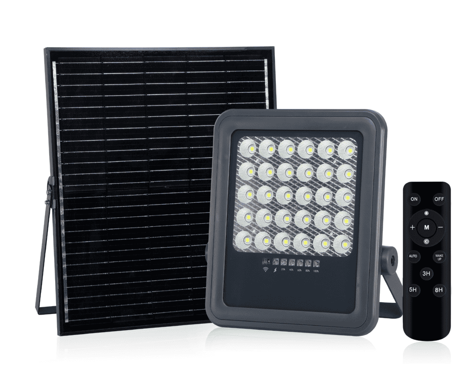 Solar Flood Light LED High Lumen Waterproof IP65 Remote Control 6500K Light-sensitive Control