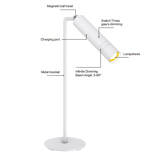 Magnetic Table Lamp 360 Degree Eyes Caring Cordless Wall Light 3 Brightness Levels  Dimmable