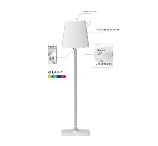 High Quality Modern Rechargeable LED Bedside Table Lamps Plastic Desk Lamps with Cone Shade E26 Base