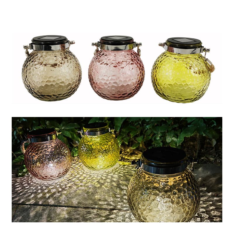 Solar LED Glass Mason Jars with Hanging Lights for Garden Decor