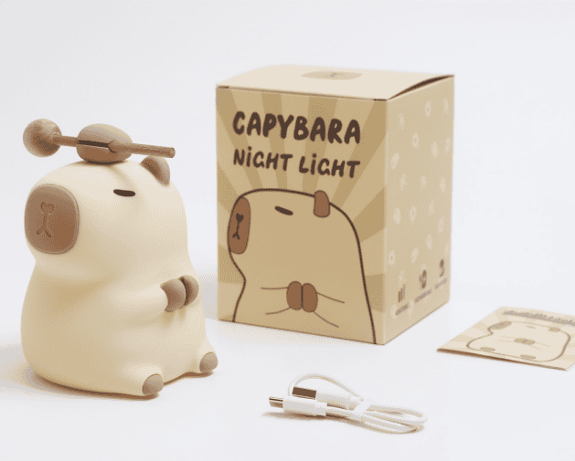 Modern Design Cute Capibara Night Light USB Rechargeable Animal Shape Touch Control Silicone Lamp with LED Light Source Kids