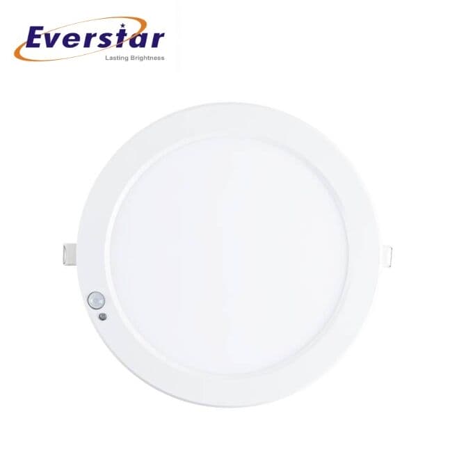 Everstar CCT Round Slim High Brightness 10/15/18W 8inch Recessed Ceiling Light with PIR Sensor Led Panel Lights Power Adjustable