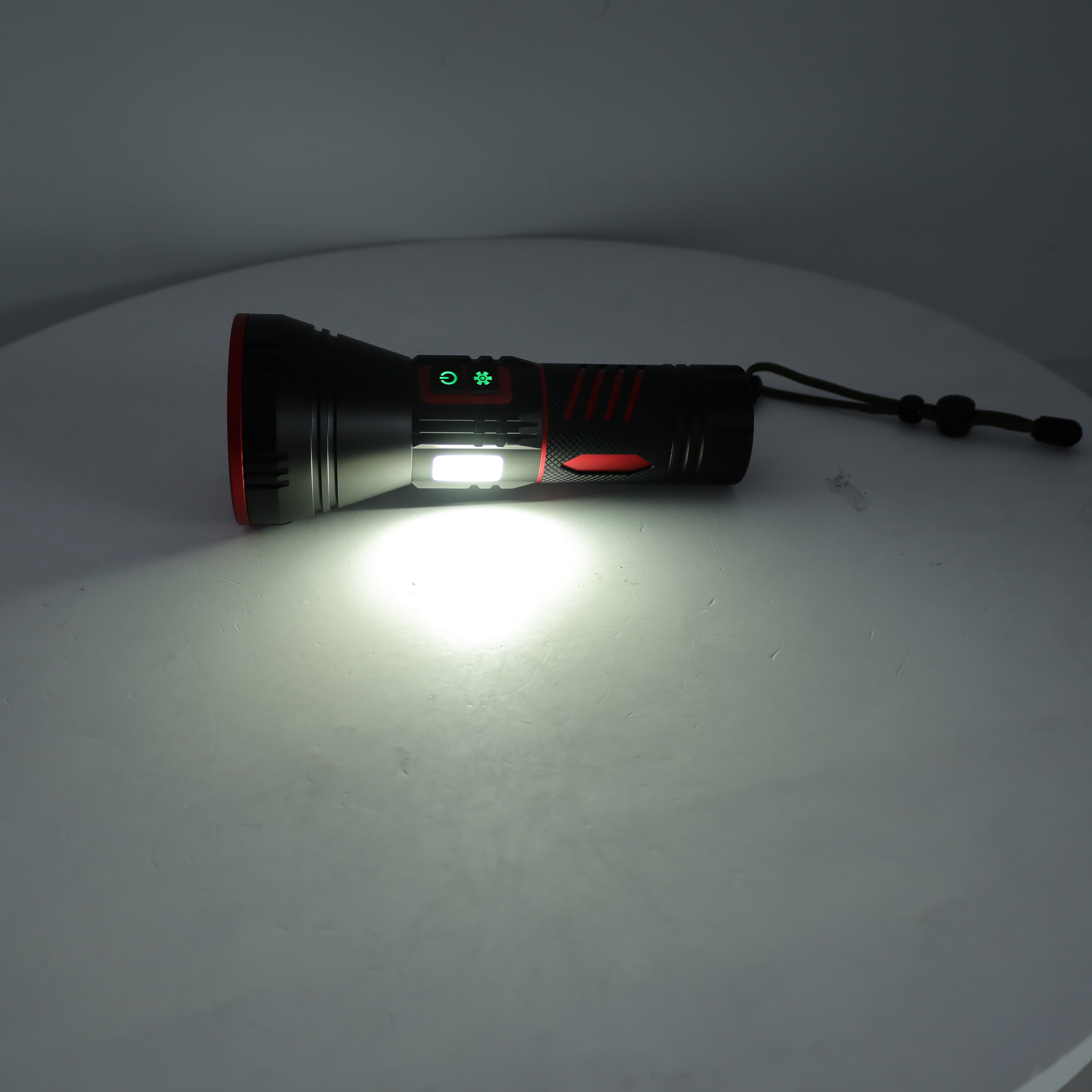 High Power Waterproof Rechargeable USB LED Tactical Torch Light Indicator Design Side Lamp Power Bank Flashlights & Torches