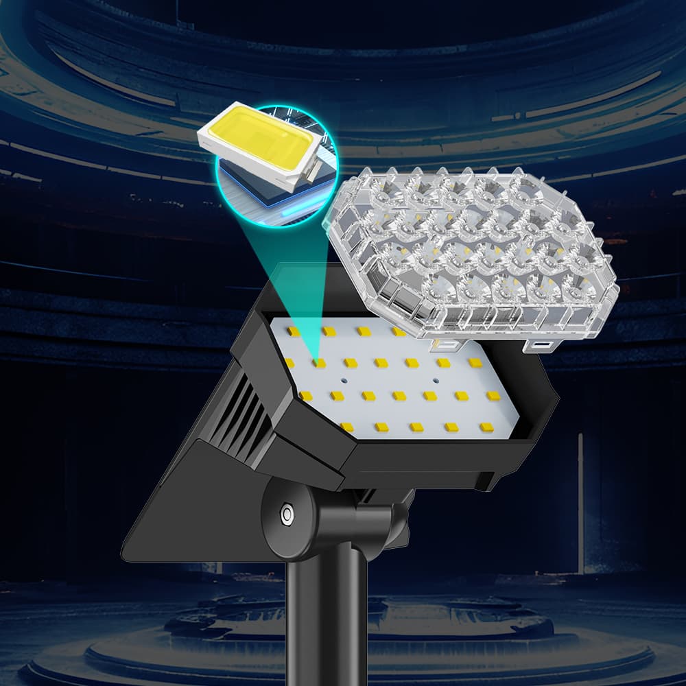 Solar ABS PMMA Led Garden SMD2835 IP55 3000K 6500K High-Low Light Dim Lawn Lights High Visibility Adjustable Color