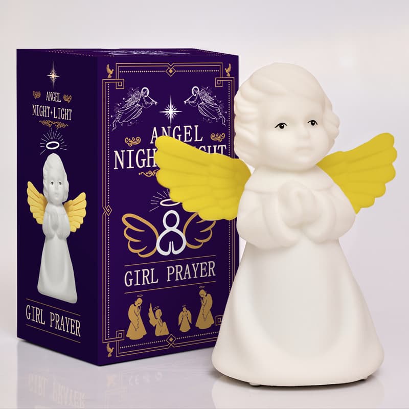 Wholesale 2.5W Cute Angel Night Lamp RGB LED Warm Light 2700K Touch Control Modern Silicone Plug-in for Girls' Work 7.5 Hours