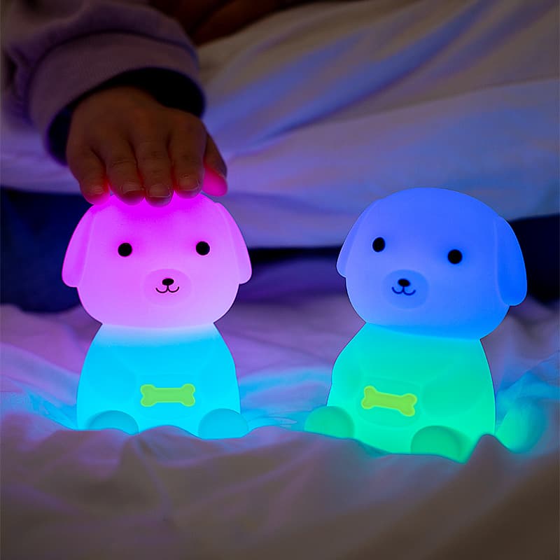 Wholesale RGB Night Light Silicone Model  Puppy Dog With 3000K & 6500K Warm Cold Light for Bedroom
