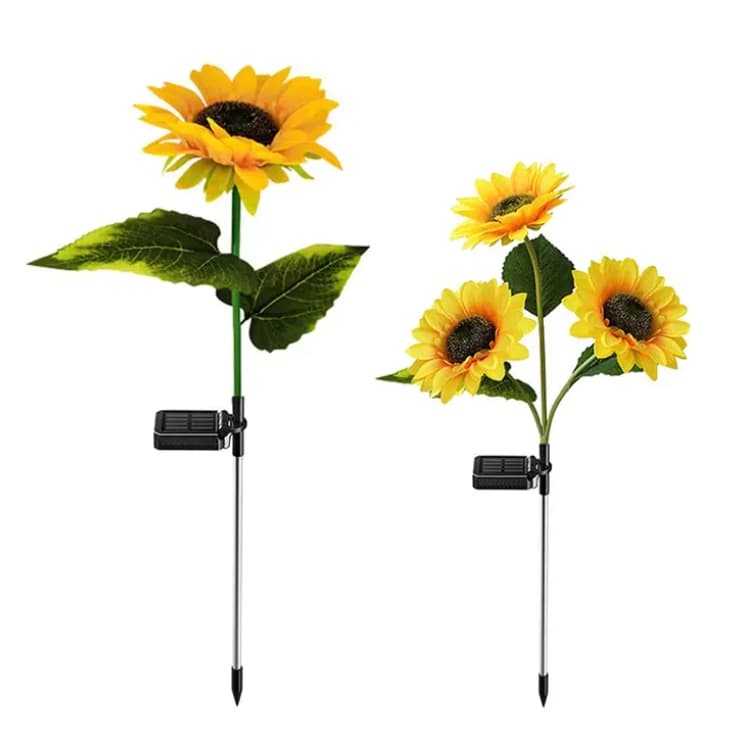 New Outdoor Waterproof Led Solar Powered 3 Heads Sunflower Lawn Lights for Patio Garden Yard Pathway Decoration Lamp