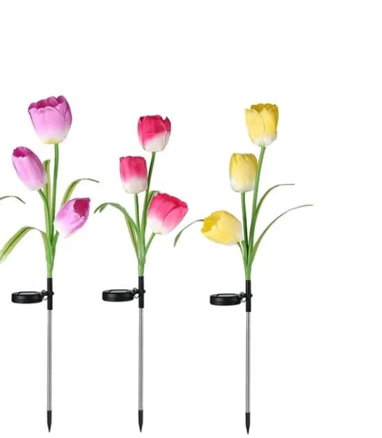 New Christmas Outdoor LED Light Waterproof RGB Tulip Flower Solar Decoration Lamp Backyard Garden  Battery Power