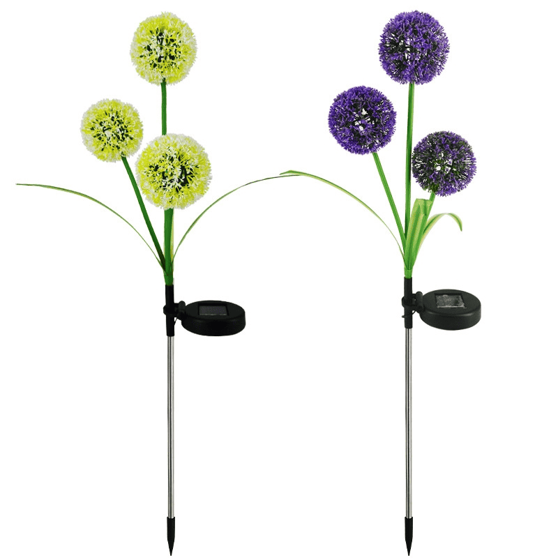 Solar LED Lawn Lamp with Dandelion Ball Warm White Outdoor Lighting for Patio & Garden Waterproof Solar Garden Light