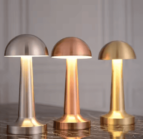 European Style Rechargeable Wireless Touch Dumbbell Night Light Retro Desktop Lamp Metal Shade Iron for Restaurant Hotel Bedroom