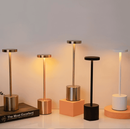 Modern Portable LED Table Lamp Cordless Mini Metal Aluminum Rechargeable for Bedroom E27 Base for Hotel Renovation