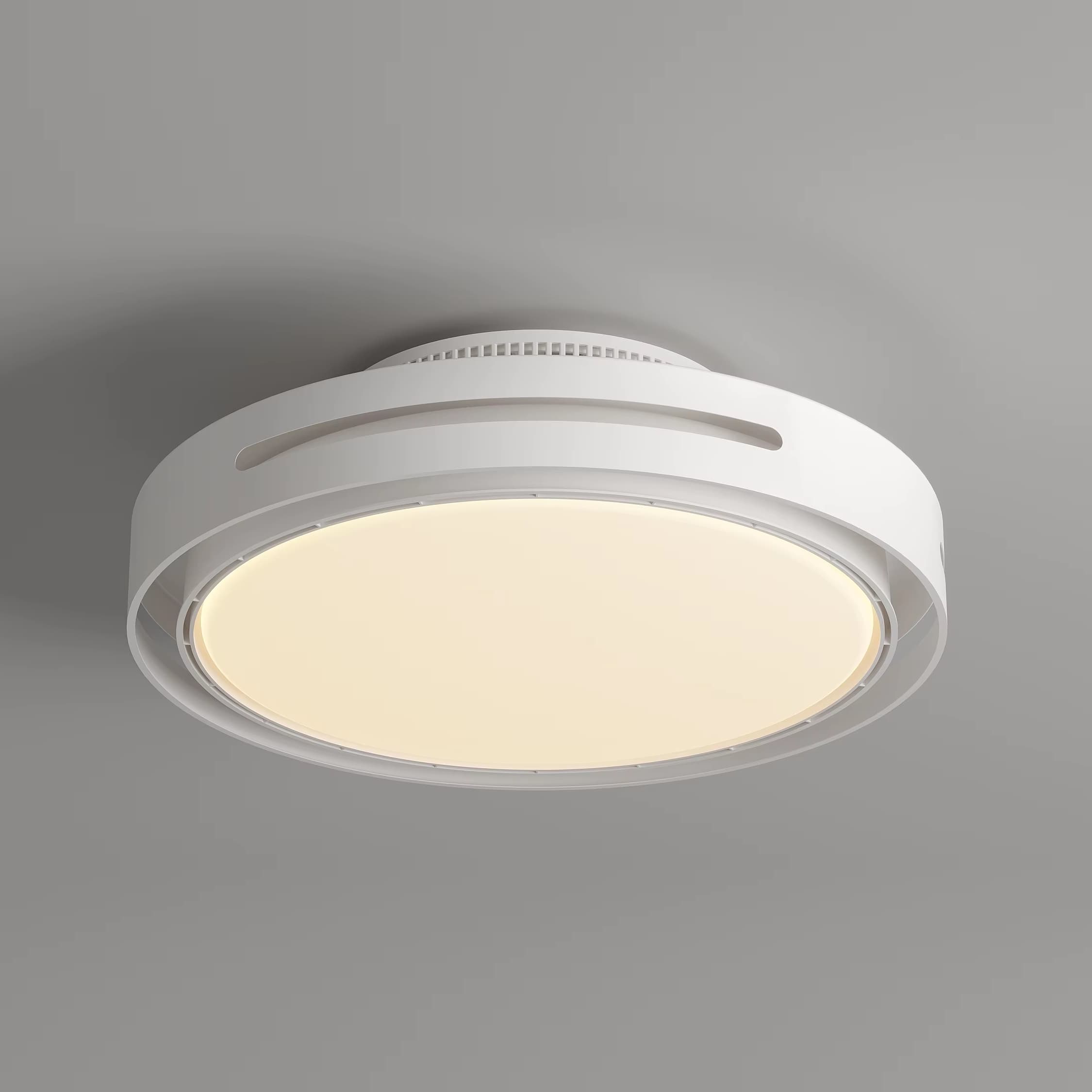 Modern Simple LED Ceiling Bladeless Fan Light Leafless for Bedroom & Study Three Colors Stepless Dimming with Ambient Light