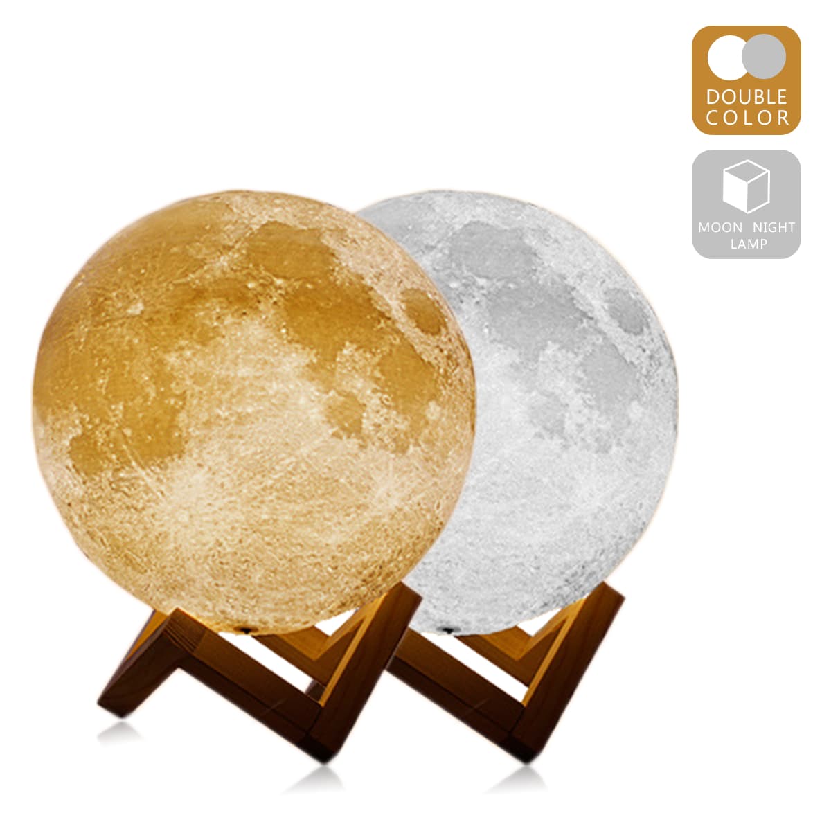 Hot Sale LED 3D Printing Moon Double Color Touch Night Lamp for Kids in Home with Different Sizes