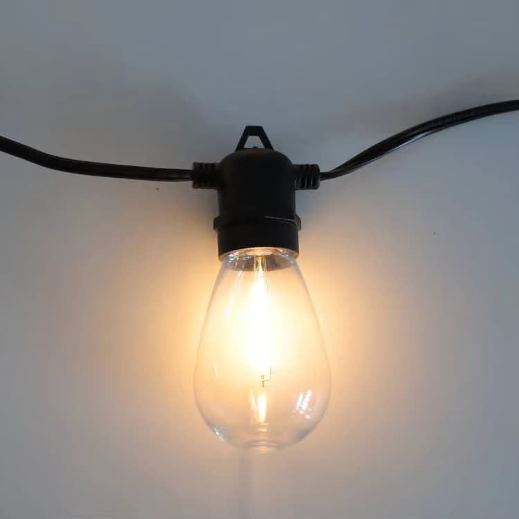 Everstar S14 E12 LED Bulb Warm White Connectable String Lights IP65 Rating with Remote Control Power Supply for Garden Use