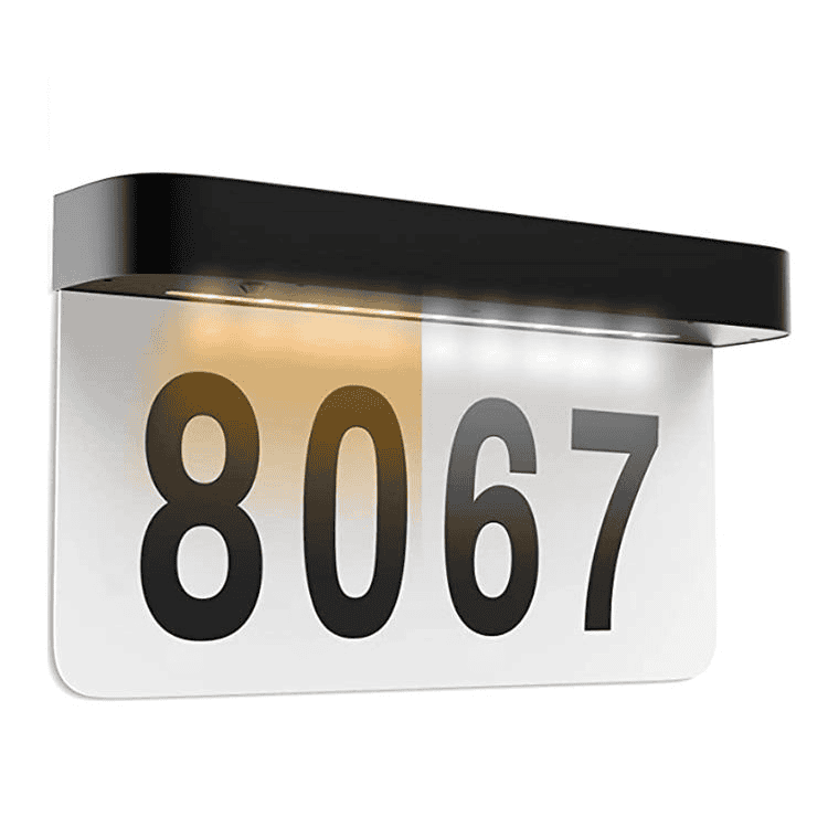 Solar Powered IP65 Water-Resistant Wall Mount Lamp LED House Numbers Address Sign for Garden 1200mAh Battery 10-12 Hours Working