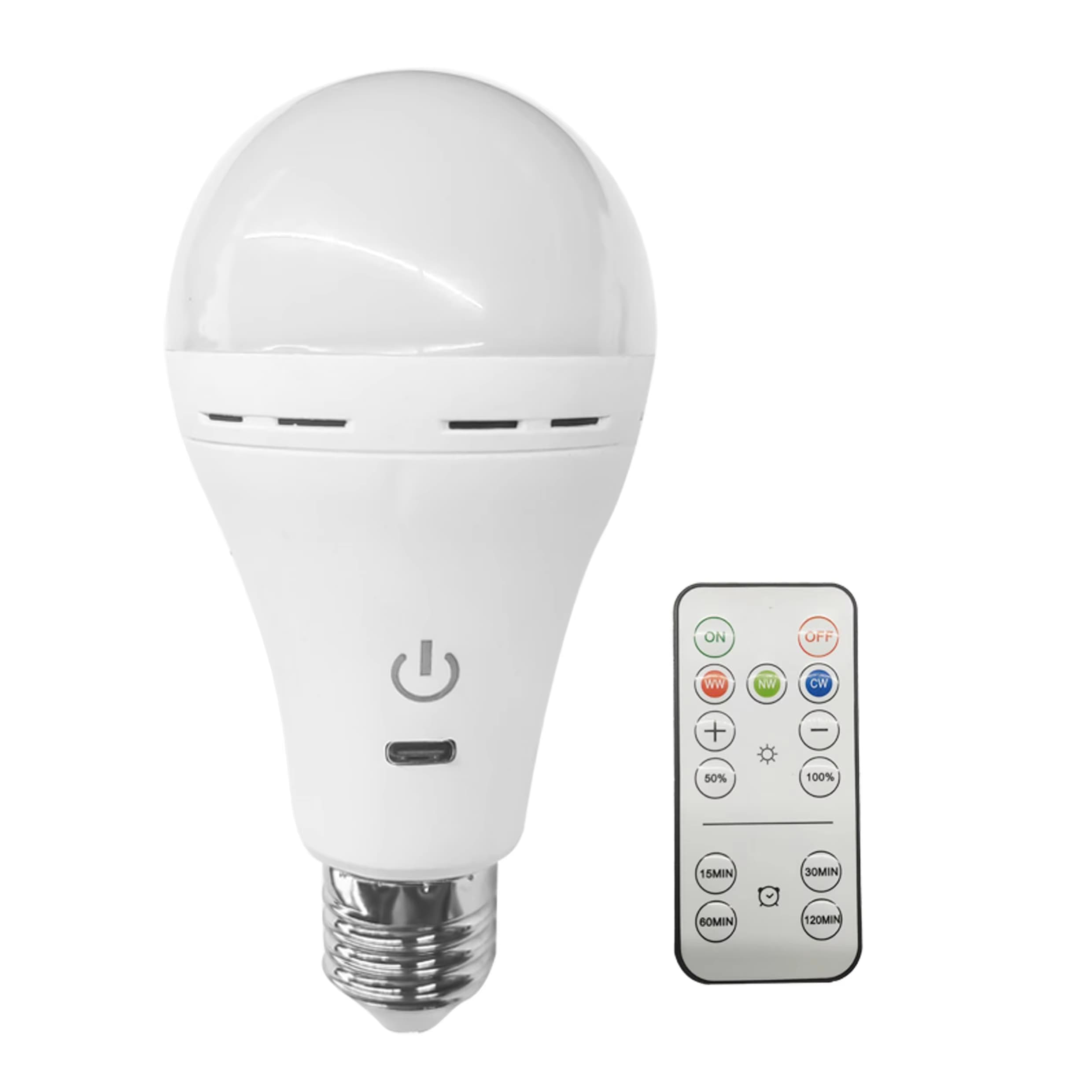 DC5V LED Emergency Lamp E27 Touch Switch Type-C Charging Remote Dimming Color Temperature Adjustment Camping Light IP20 Rated