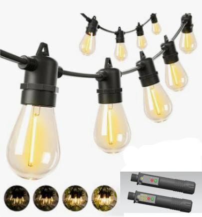 Ambient Decorative Glass LED Garden Rechargeable 6.1m String Remote Control Timer Warm White 10 Bulbs Dimmable Light Strings