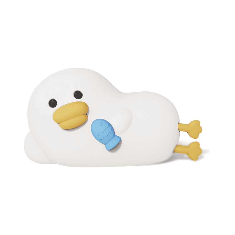 Baby Sleep Soothing Warm White LED Battery Operated Touch Control Cute Lazy Duck Silicone Night Light for Kids Bedroom Decor