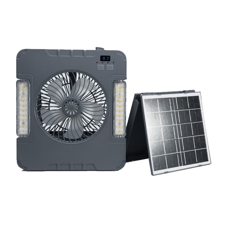 Modern USB Rechargeable Brushless Table Fan LED Lantern Solar Powered Folding Camping Home Car Hotel 4-Speed Outdoor Household 5