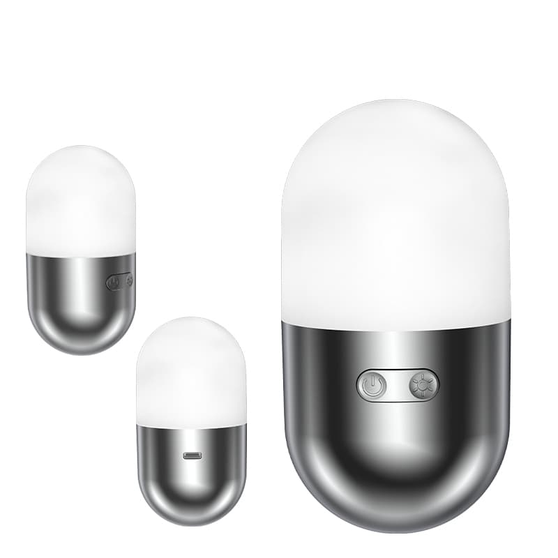 RGB Rechargeable LED Camping Lights Modern Mini Tumbler Night Lamp for Bedroom & Outdoor ABS Material Battery Powered