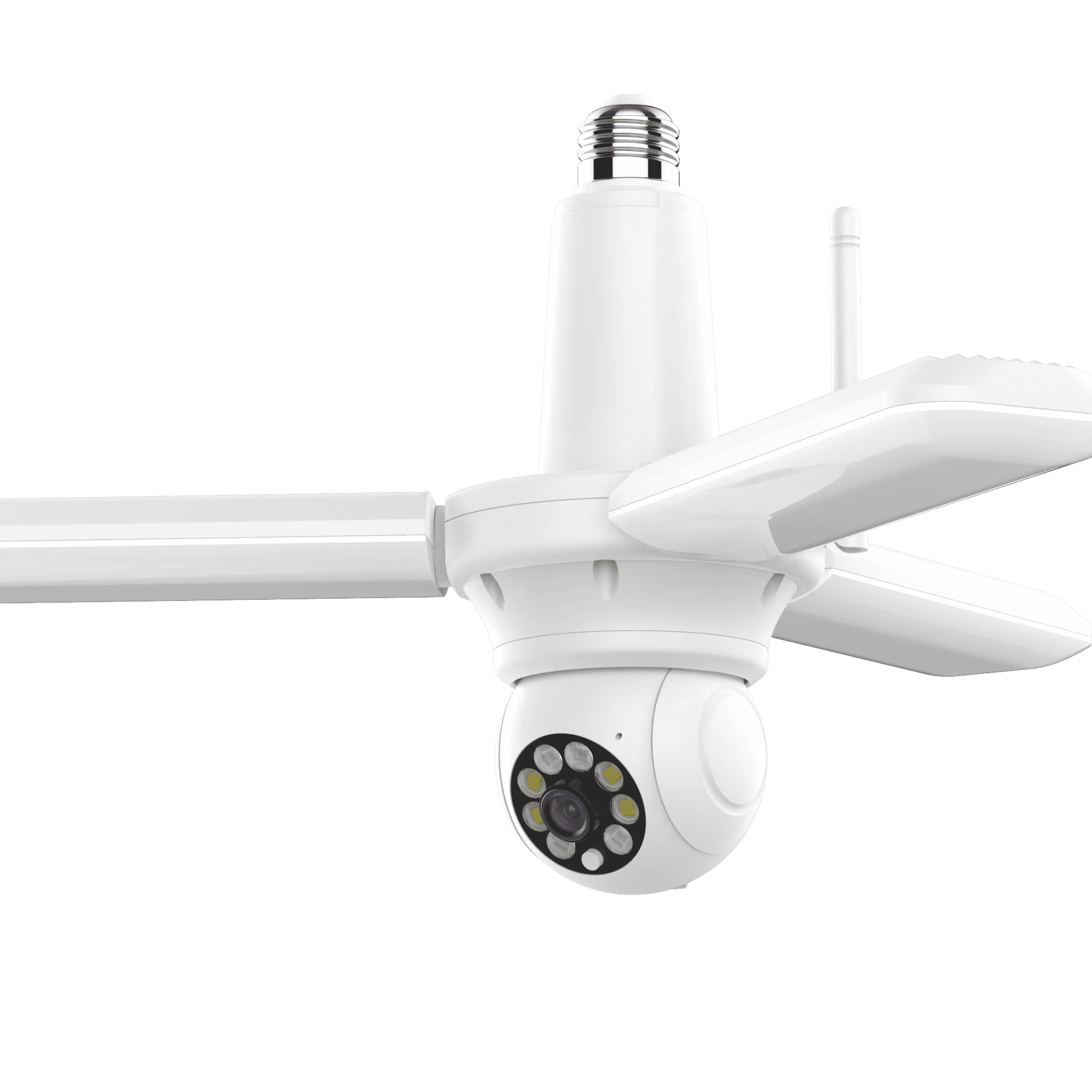 Foldable Three-Leaf Indoor Security Camera 1080P 2MP E26/E27 Floodlight WiFi Light Bulb Built-in Mic Night Vision CMOS 1 Year