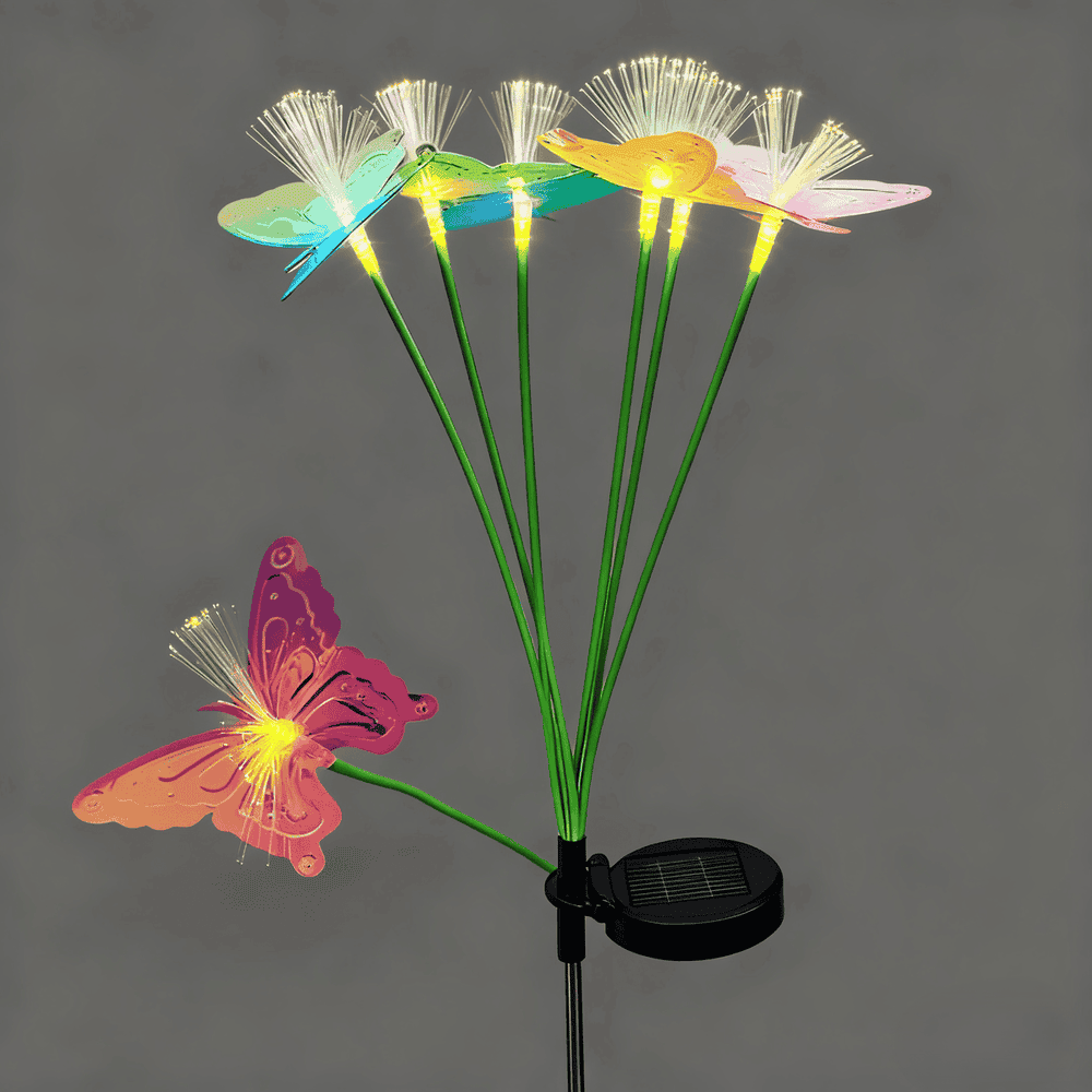 Outdoor Small LED Solar Water-Resistant Floor Lamp Butterfly Lawn Light Decorative Garden Yard Party Christmas Festival Light