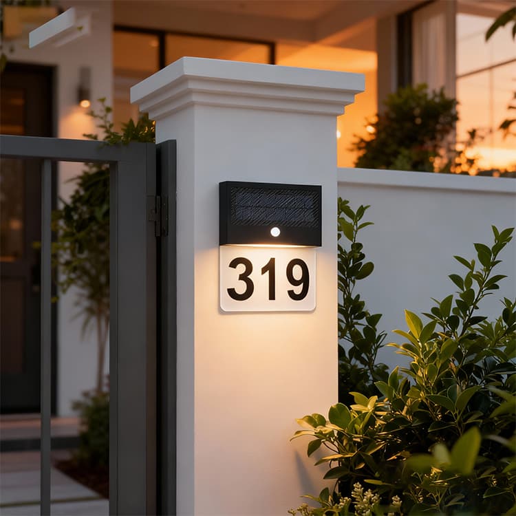 Customizable LED Solar Garden Lights ABS Waterproof Wall-Mounted Doorplate Lamp House Number Plugs for Garden Outdoor Use