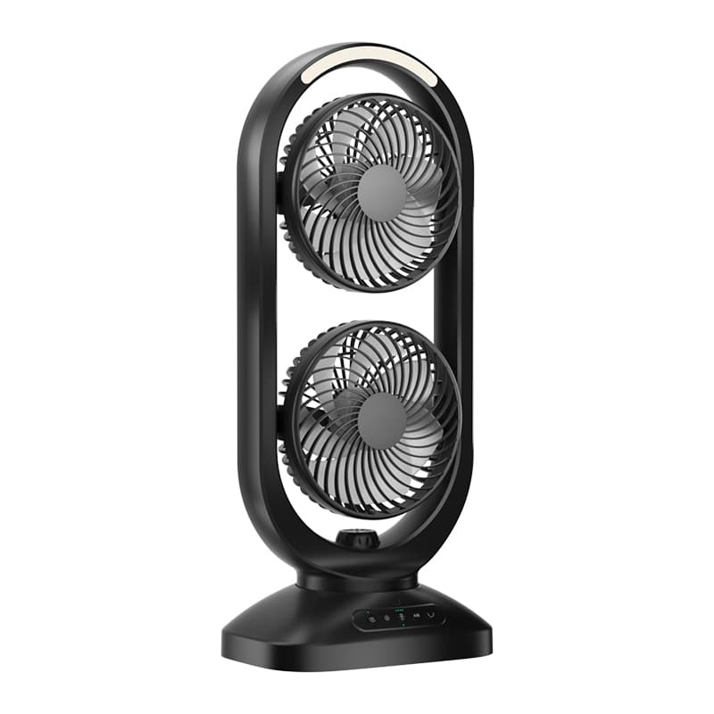 2026 New Modern LED Double-Headed USB Charging Desktop Air Circulating Fan with Plastic Wind Recirculation for Household Use