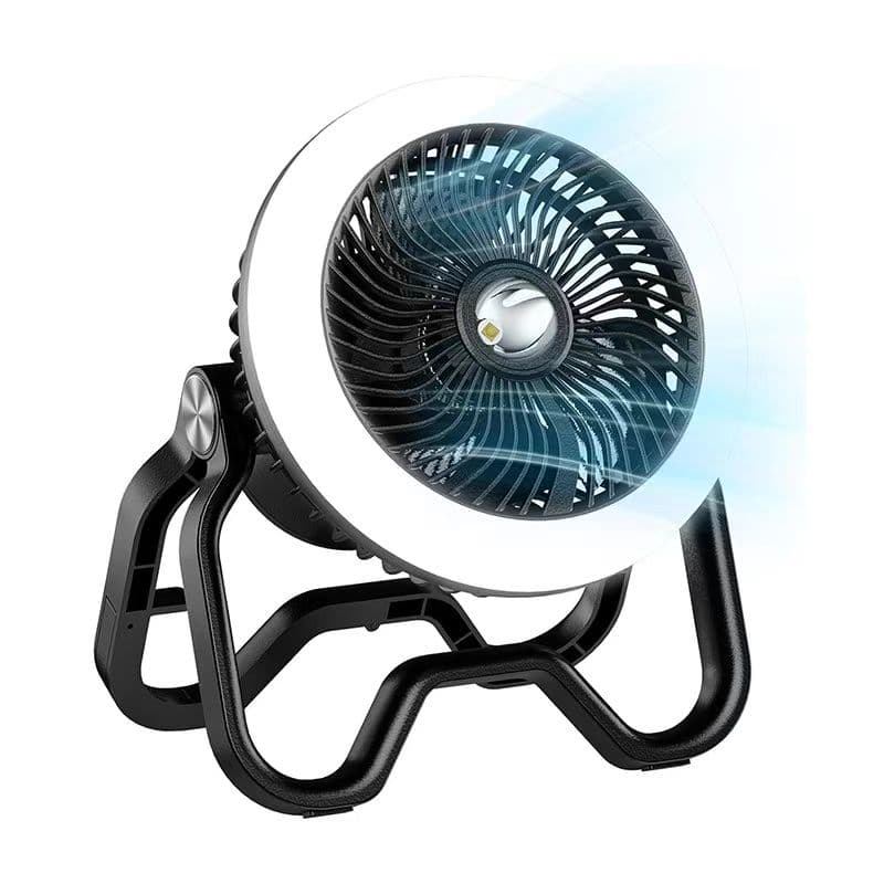Everstar Modern 5W Rechargeable 3-Speed ABS Desktop Ceiling Fan LED Light Battery Display USB Output 3CCT Hanging 3 Blades