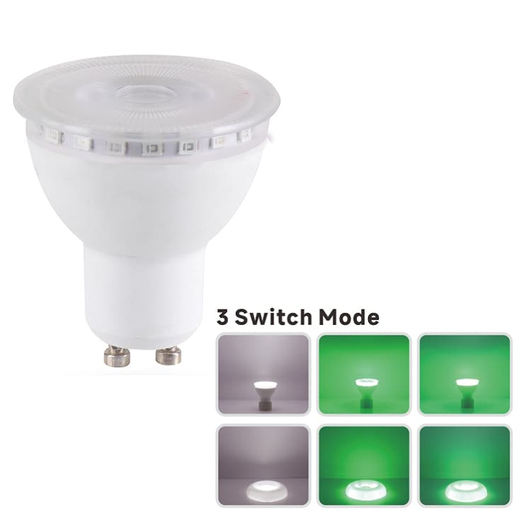 7W Spot Night Light 3 Switch Mode CE/RoHS GU10 GU53 360° Angle Adjust Lamp Bulb 3000k/4000k/6000k Ambient Light CE/RoHS