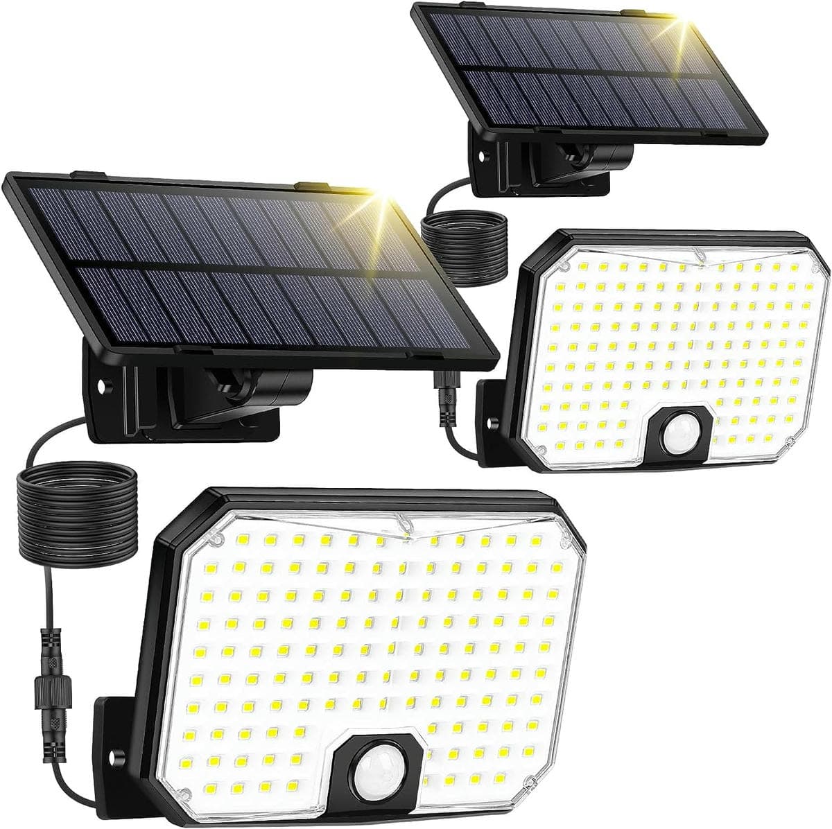 Everstar Outdoor Solar LED Flood Lights 6500K with Motion Sensor Waterproof ABS Wall Lamp Adjustable for Garden & Road Plastic