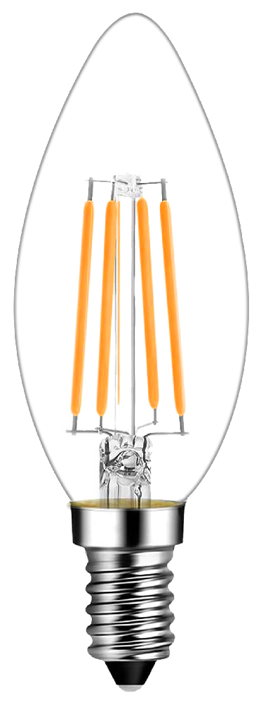 LED-C35-F2W LED filament bulb glass 2W 200LM 3000K/4000K/6000K RA80 E27/E14 220-240v D35xH98mm