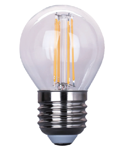 LED-G45-F2W LED filament bulb glass 2W 200LM 3000K/4000K/6000K RA80 E27/E14 220-240v D45xH78mm