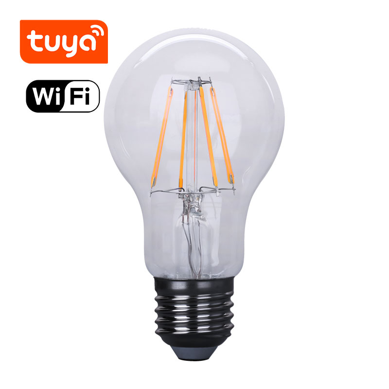 LED-A60-F6W-TY LED filament bulb glass 6W 600LM 3000K/4000K/6000K RA80 E27 220-240v D60xH107mm wifi Tuya
