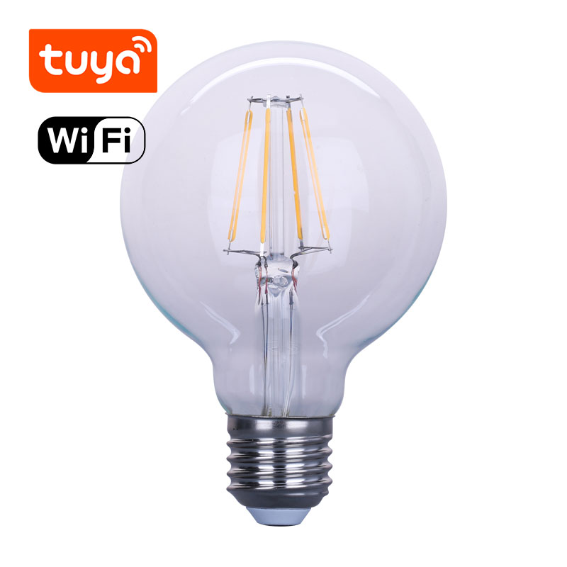 LED-G95-F8W-TY LED filament bulb glass 8W 800LM 3000K/4000K/6000K RA80 E27 220-240v D95xH136mm wifi Tuya