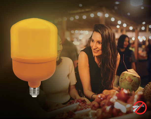 LED-T80-20W-MR LED-T100-30W-MR LED-T120-40W-MR LED bulb mosquitoes repelling plastic  1200K,  λ-590nm AC220-240V E27
