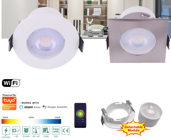 LED-RA01S-5W LED-RA02S-7W LED-RA03S-5W LED-RA04S-7W LED Smart recessed light