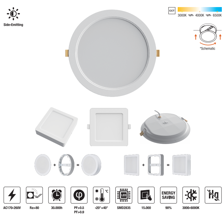 LED-PLCFA2-24W-CCT LED Slim Panel Light
