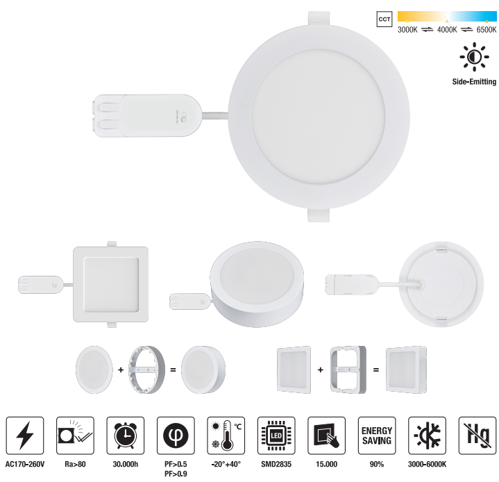 LED-PLCFA-30W-CCT LED Slim Panel Light