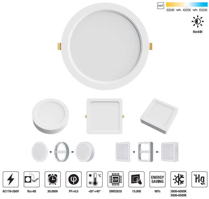 LED-PLDFA2-5W-CCT LED Slim Panel Light