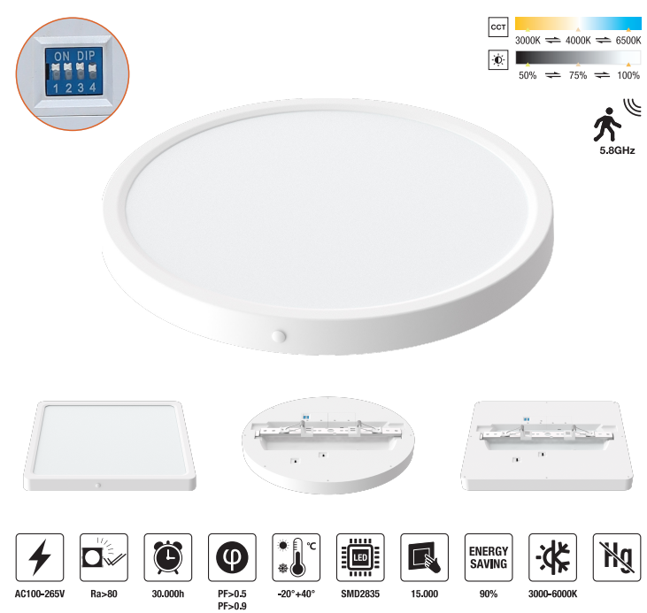LED-PLLD3R-18W-CCT LED Slim Panel Light